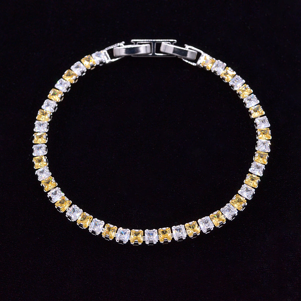 Wholesale Gold Plated Women Red White Zircon CZ Tennis Bracelet Jewelry