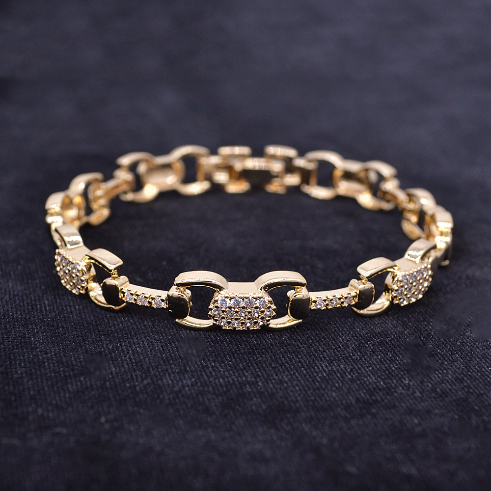 Wholesale Gold Plated Clear Zircon CZ Women Stylish Links Bracelet Jewelry