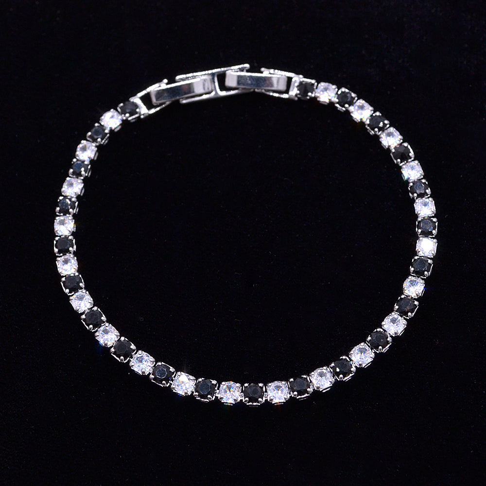 Wholesale White Gold Plated Women Blue White Zircon CZ Tennis Bracelet Jewelry