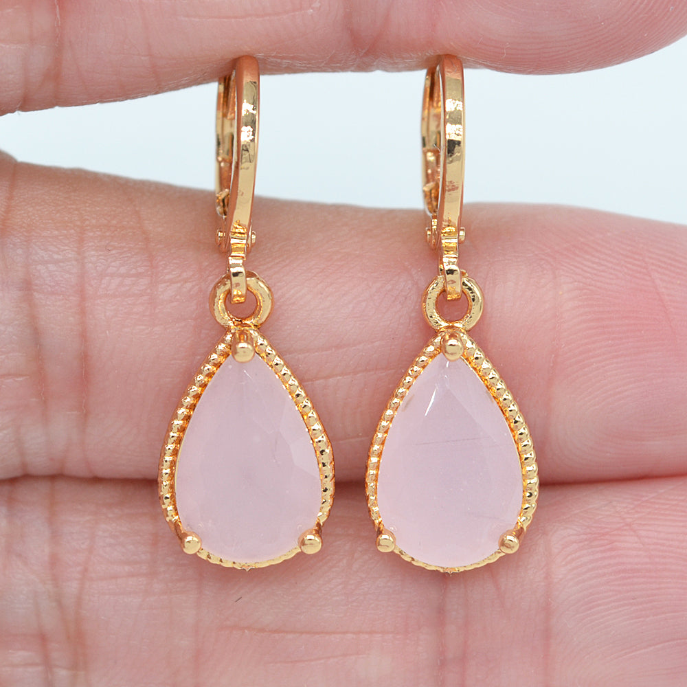 Wholesale Gold Plated Women Clear Zircon CZ Teardrop Dangle Earrings Jewelry