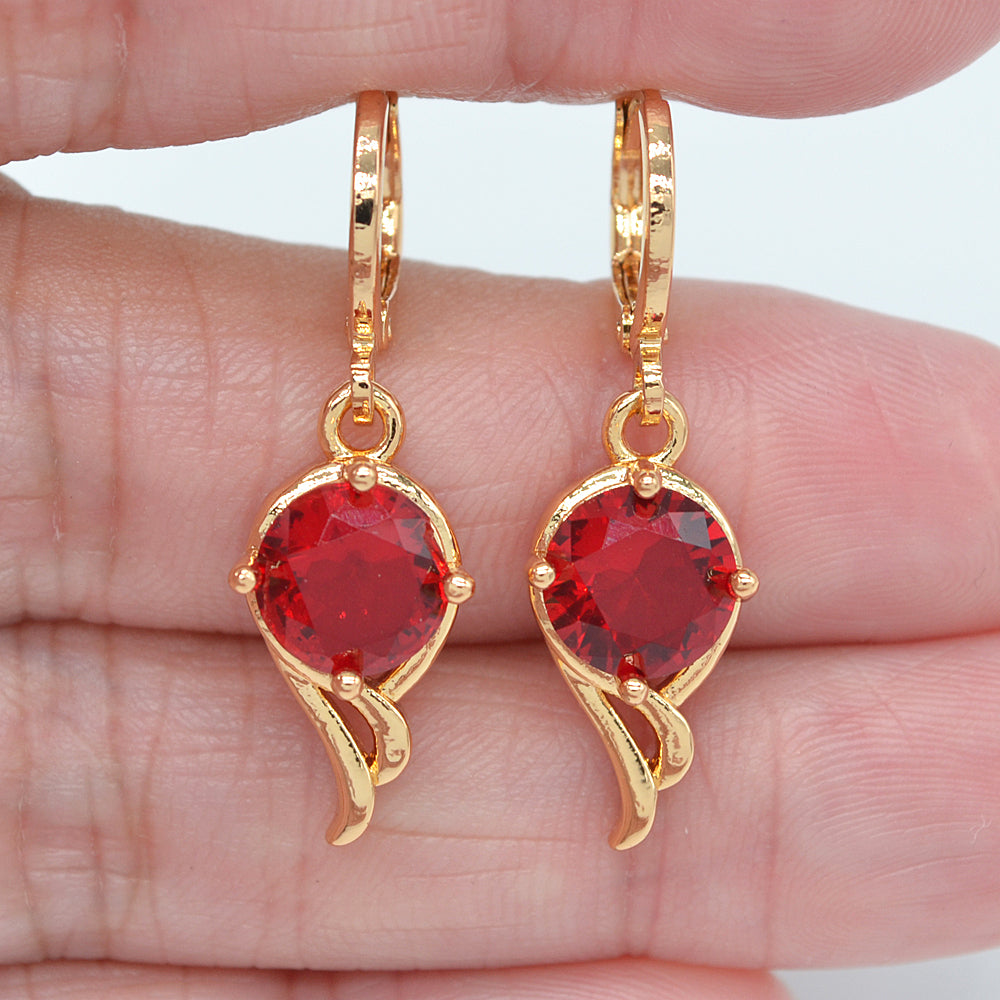 Wholesale Gold Plated Women Sparkly Clear Zircon CZ Dangle Earrings Jewelry