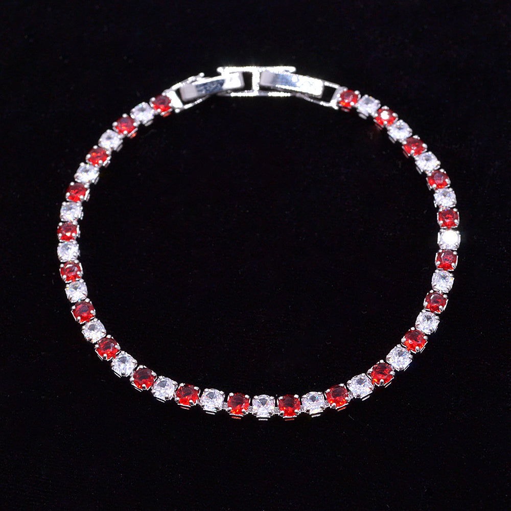 Wholesale White Gold Plated Women Blue White Zircon CZ Tennis Bracelet Jewelry