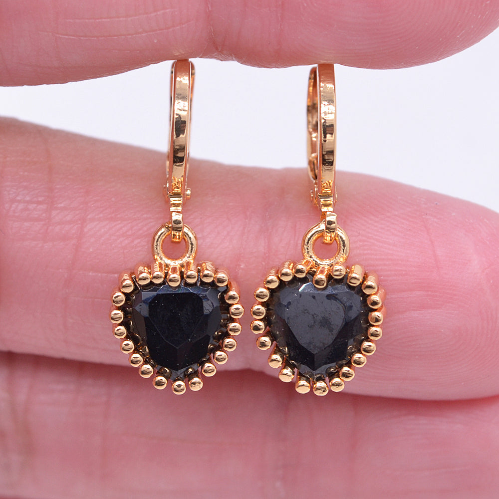Wholesale Gold Plated Women Clear Zircon CZ Heart Drop Earrings Jewelry
