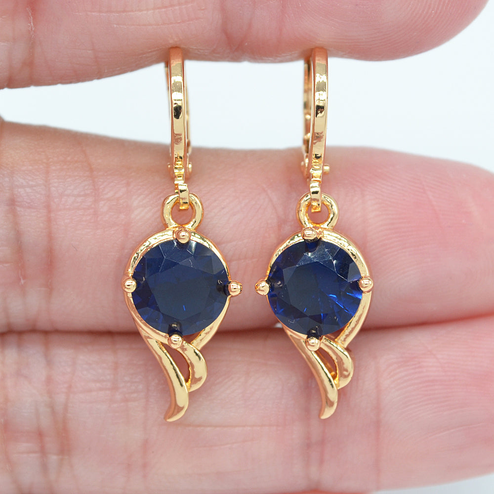 Wholesale Gold Plated Women Sparkly Clear Zircon CZ Dangle Earrings Jewelry