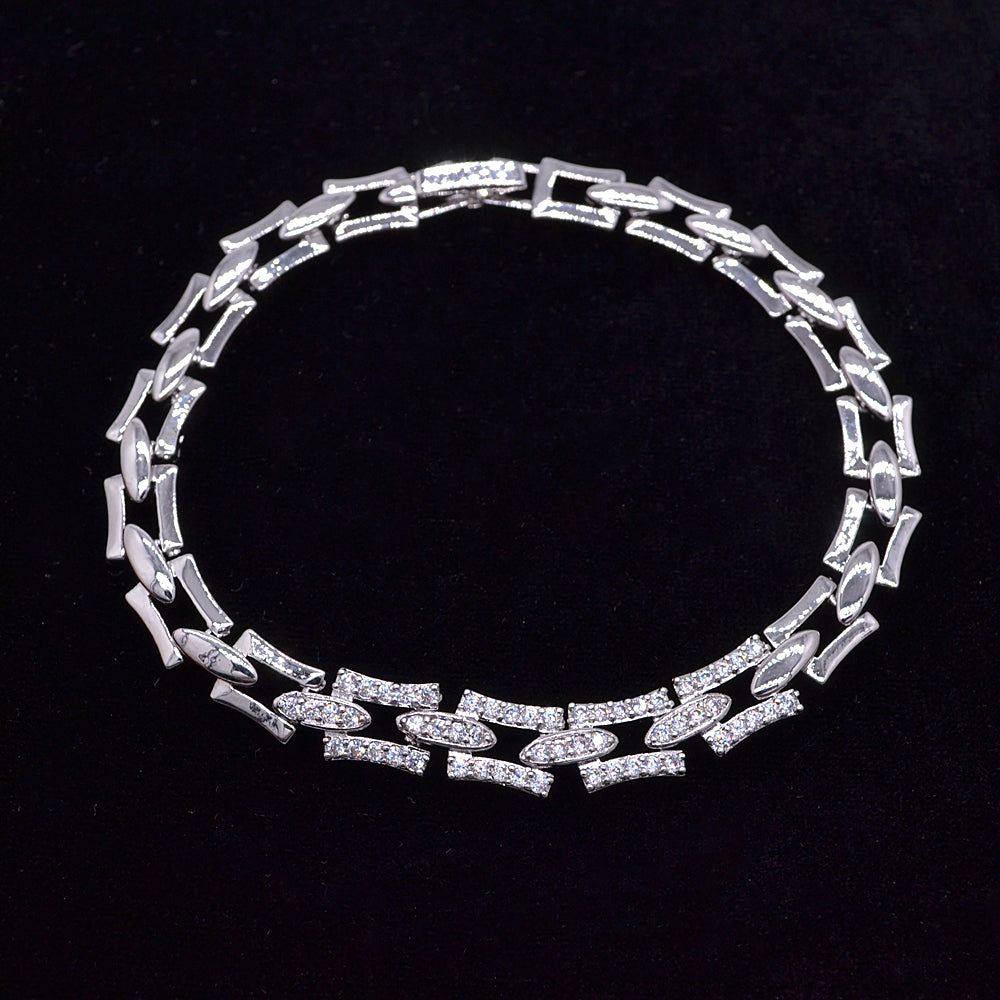 Wholesale Gold Plated Clear Zircon CZ Women Fashion Links Bracelet Jewelry