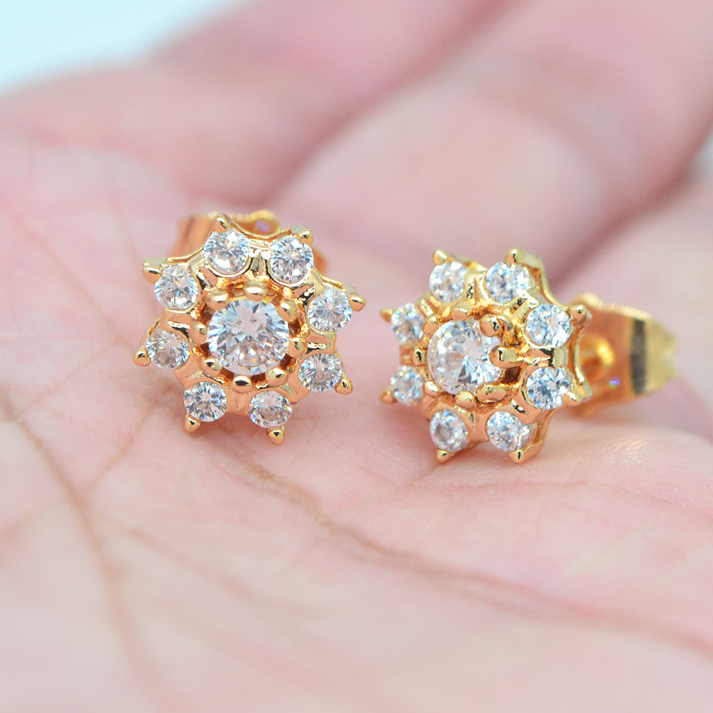 Wholesale Gold Plated Women Clear Zircon CZ Fashion Stars Stud Earrings Jewelry