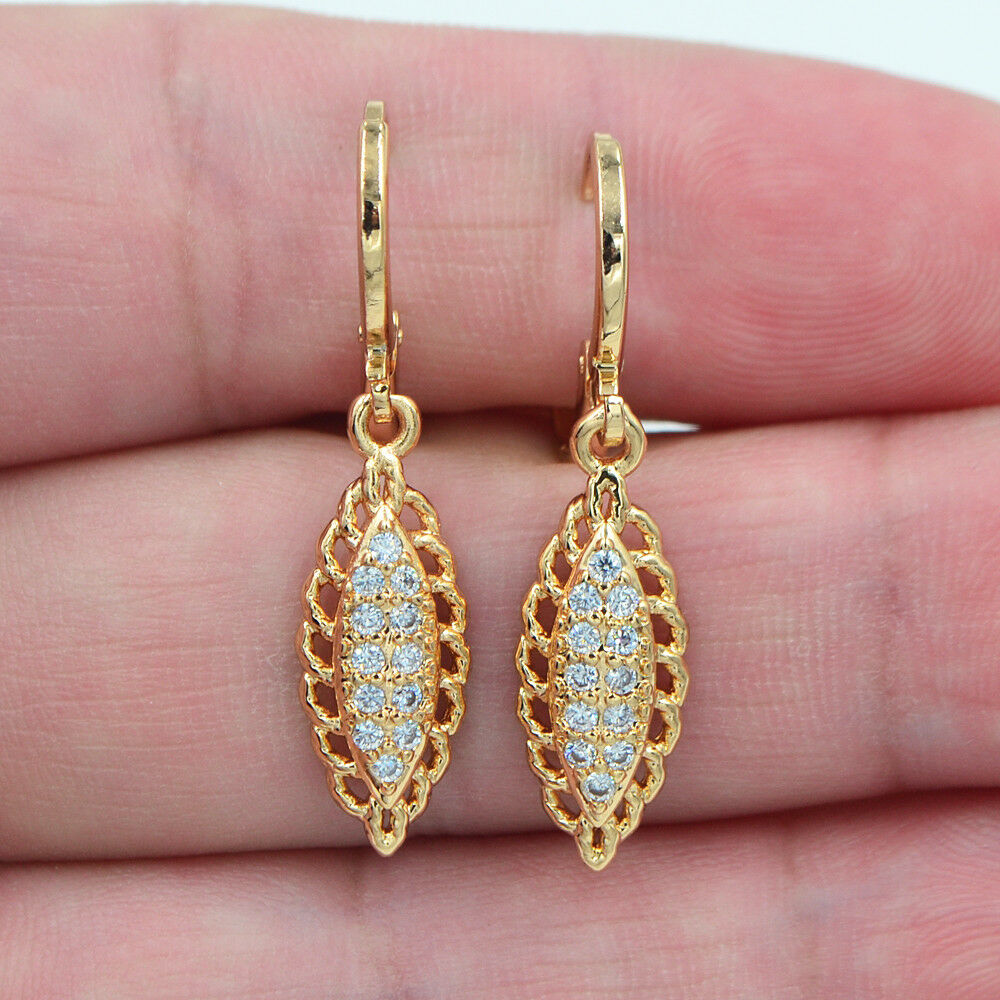 Wholesale Gold Plated Women Clear Zircon CZ Oval Dangle Earrings Jewelry