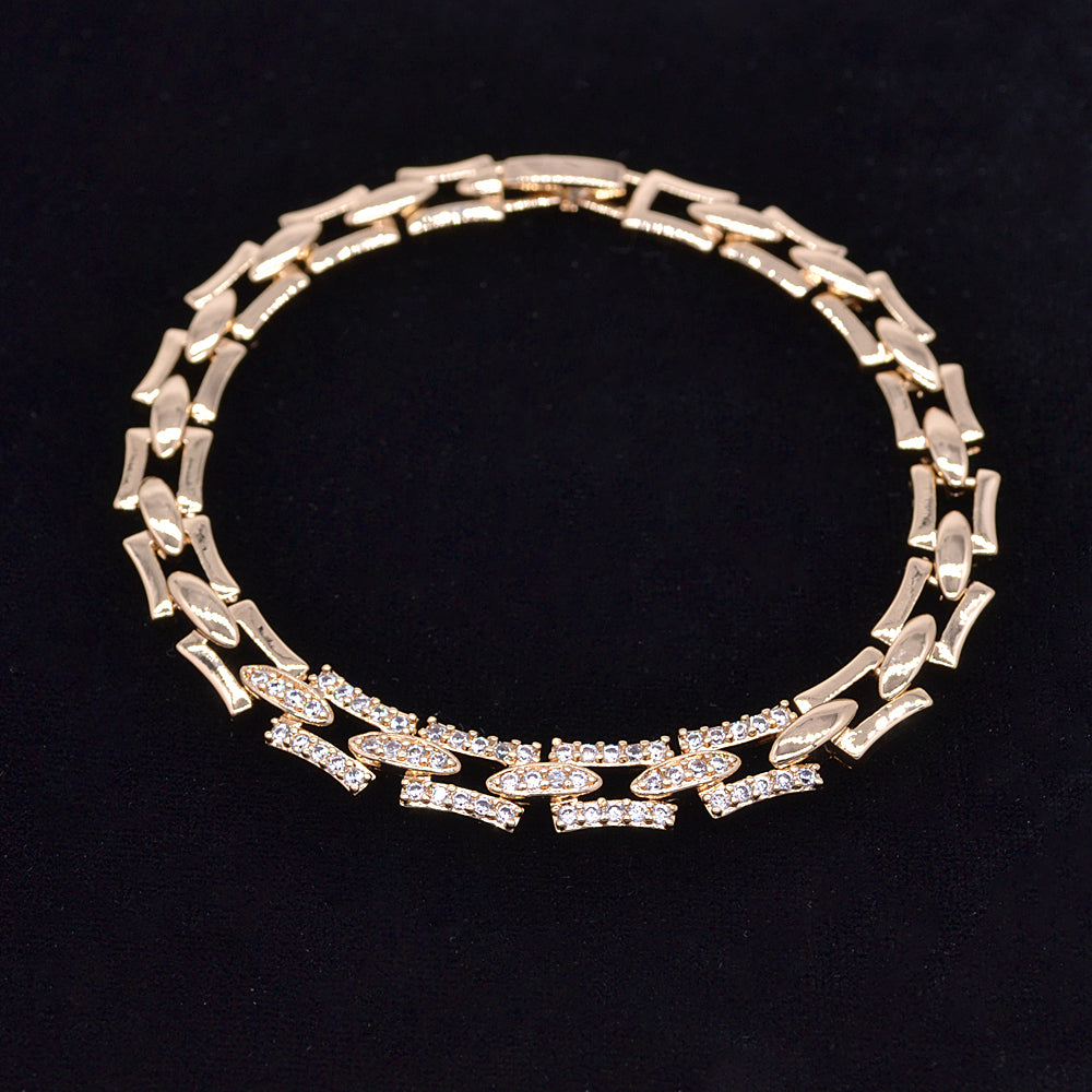 Wholesale Gold Plated Clear Zircon CZ Women Fashion Links Bracelet Jewelry
