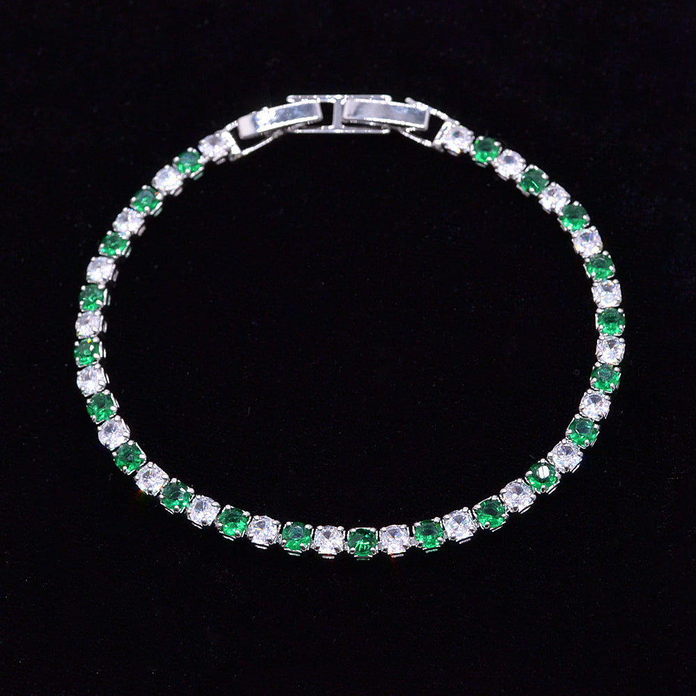 Wholesale White Gold Plated Women Blue White Zircon CZ Tennis Bracelet Jewelry