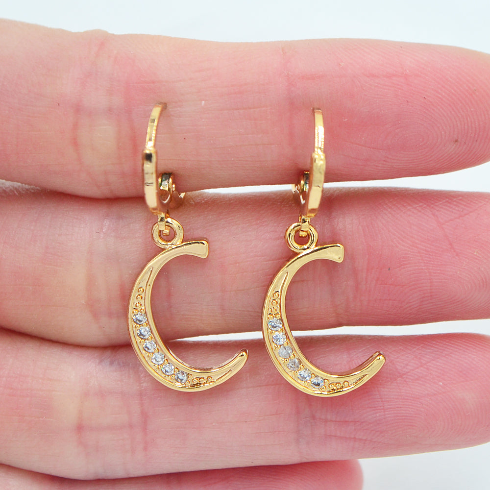 Wholesale Gold Plated Women Clear Zircon CZ Alphbet Letter A to Z Dangle Earrings Jewelry