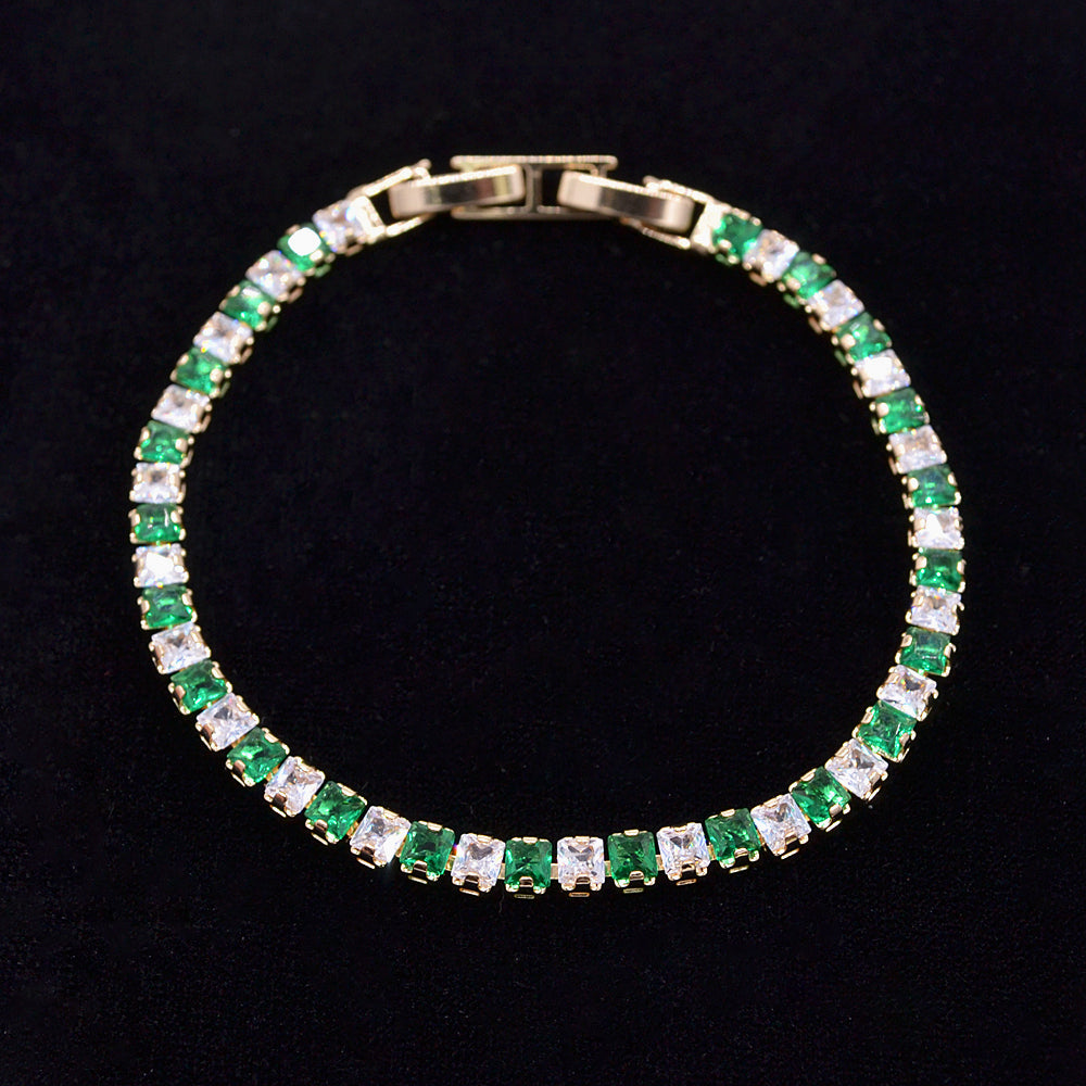 Wholesale Gold Plated Women Red White Zircon CZ Tennis Bracelet Jewelry