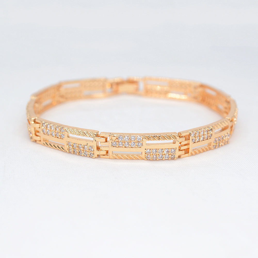 Wholesale Gold Plated Women Clear Zircon CZ Fashion Gemetric Rectangle Bracelet Jewelry