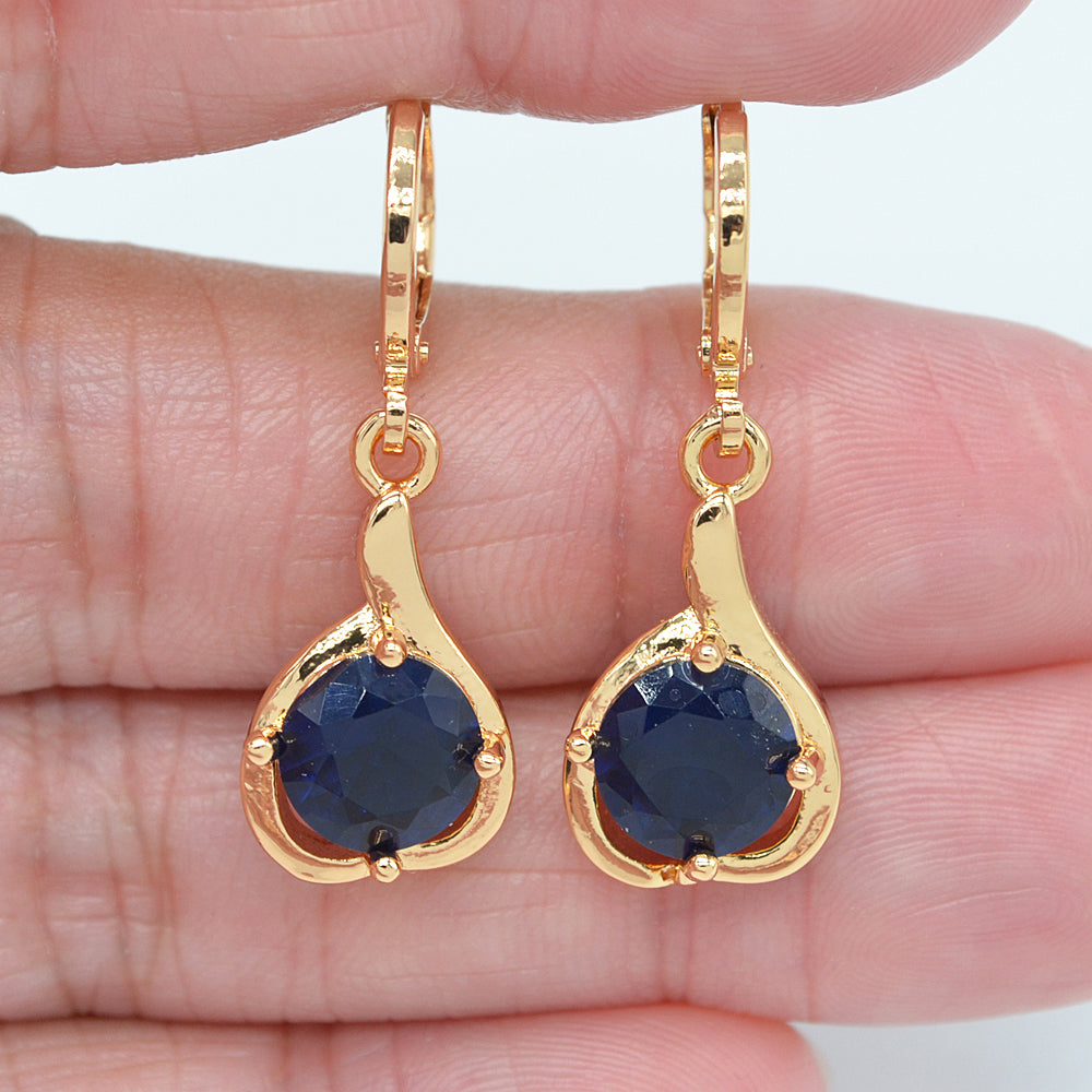 Wholesale Gold Plated Women Fashion Pink Zircon CZ Dangle Earrings Jewelry