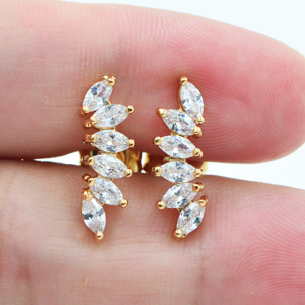 Wholesale Gold Plated Women Clear Zircon CZ Angel Wings Stud Earrings Jewelry