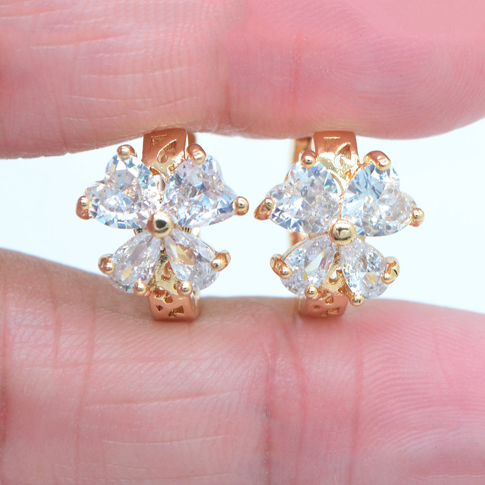 Wholesale Gold Plated Women Multicolor Zircon CZ Butterfly Hoop Huggie Earrings Jewelry