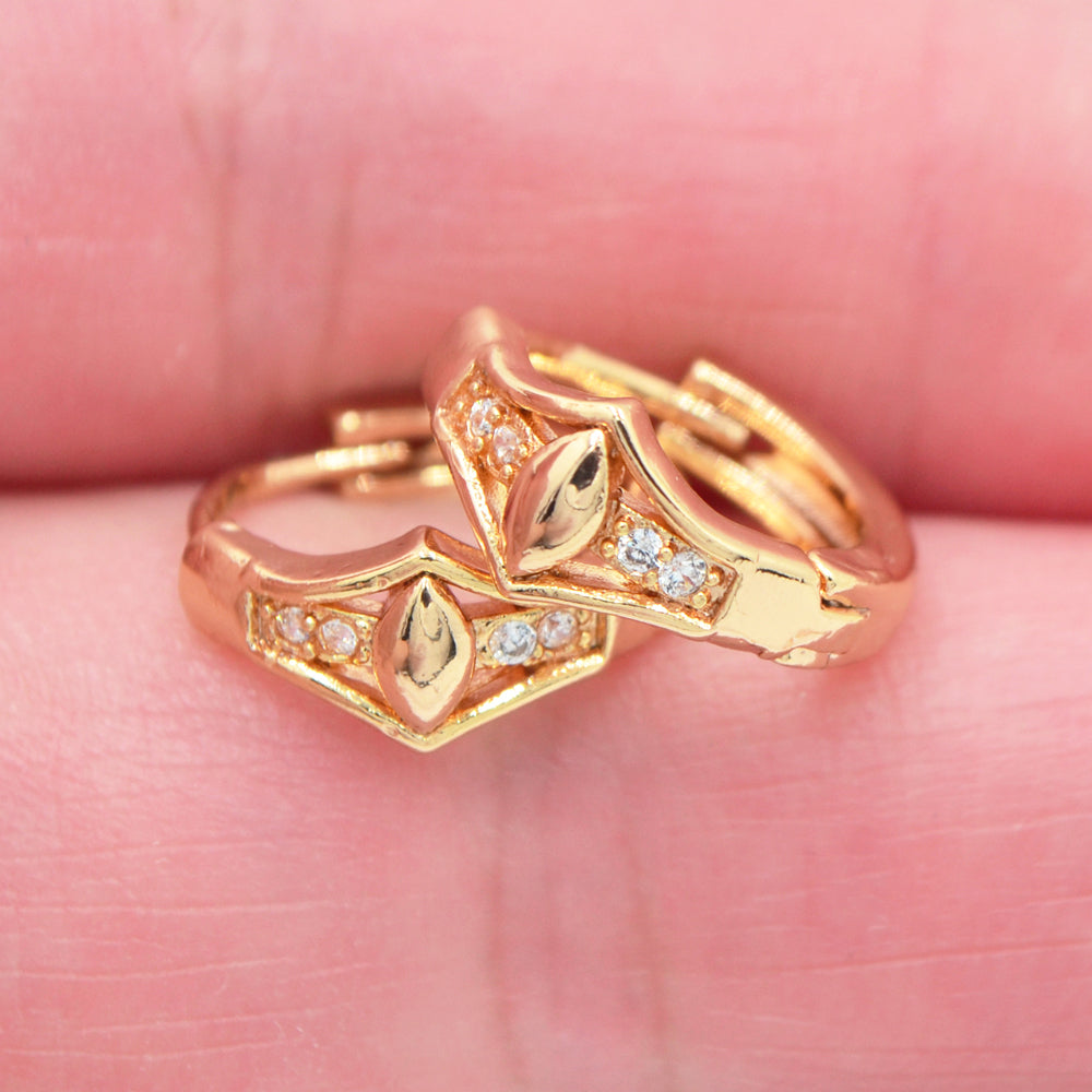 Wholesale Gold Plated Women Clear Zircon CZ Crown Huggie Earrings Jewelry