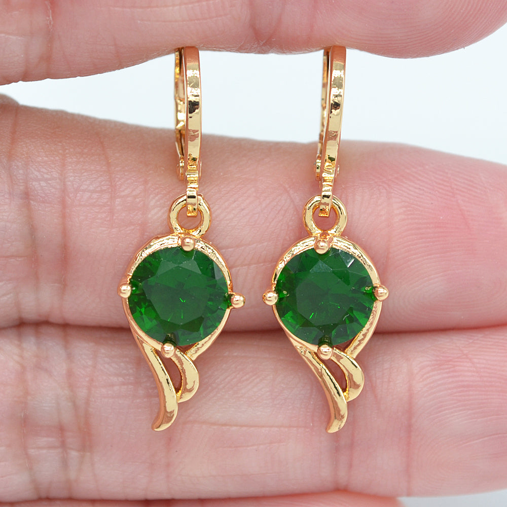 Wholesale Gold Plated Women Sparkly Clear Zircon CZ Dangle Earrings Jewelry