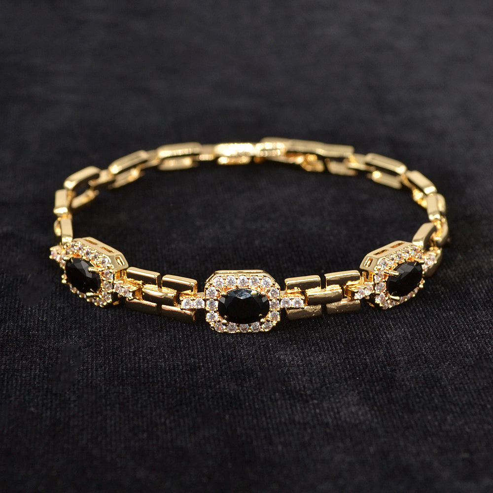 Wholesale Gold Plated Women Clear Zircon CZ Fashion Cushion Charms Bracelet Jewelry