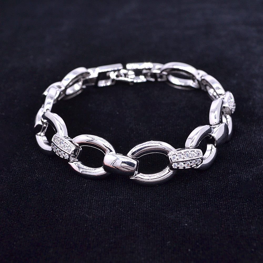 Wholesale Gold Plated Clear Zircon CZ Women Fashion Link Chain Bracelet Jewelry