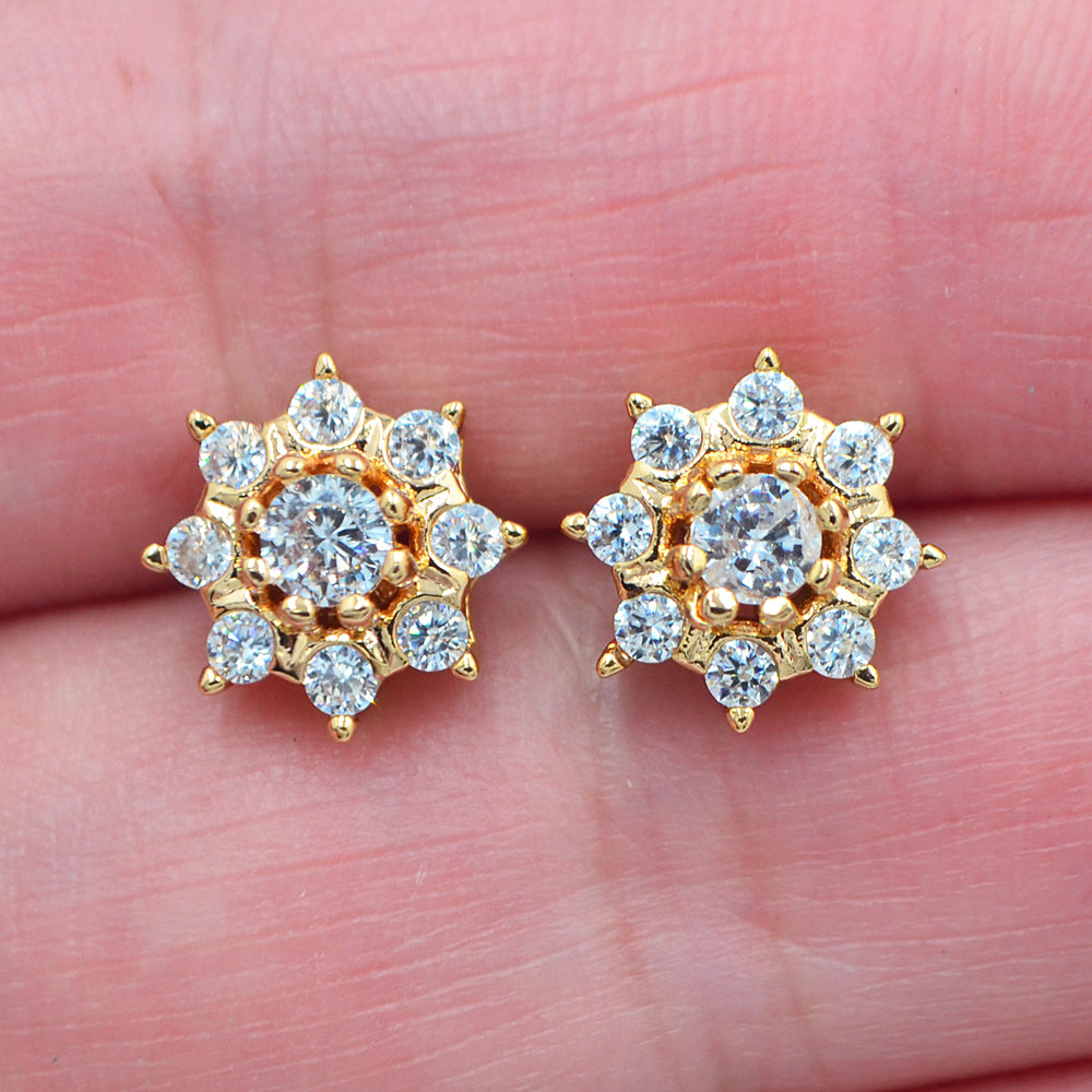 Wholesale Gold Plated Women Clear Zircon CZ Fashion Stars Stud Earrings Jewelry