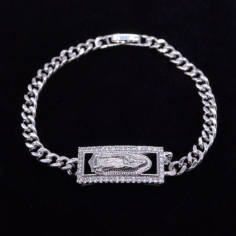 Wholesale Gold Plated Clear Zircon CZ Women Catholic Virgin Mary Bracelet Jewelry