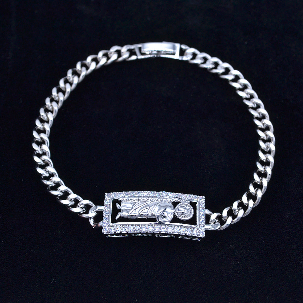 Wholesale Gold Plated Women Clear Zircon CZ Catholic Religious Saint Jude San Judas Bracelet Jewelry