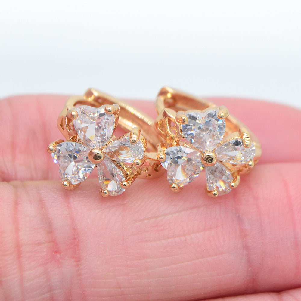 Wholesale Gold Plated Women Multicolor Zircon CZ Butterfly Hoop Huggie Earrings Jewelry