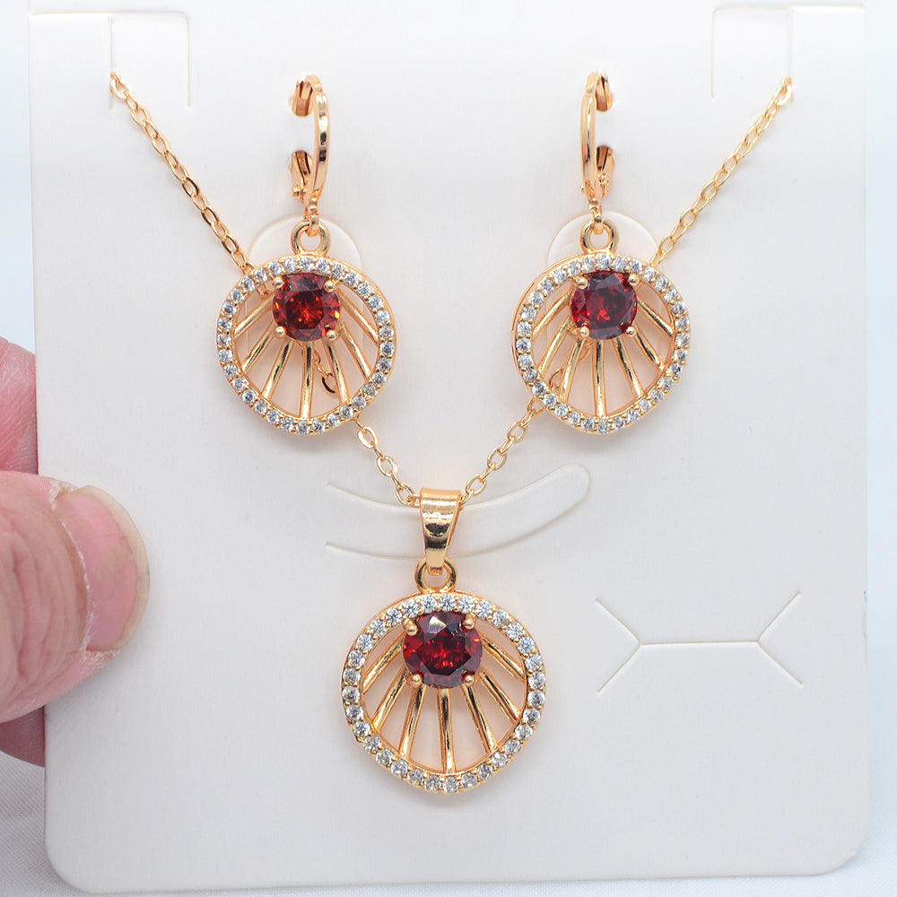 Wholesale Gold Plated Women Purple Zircon CZ Shell Design Jewelry Set