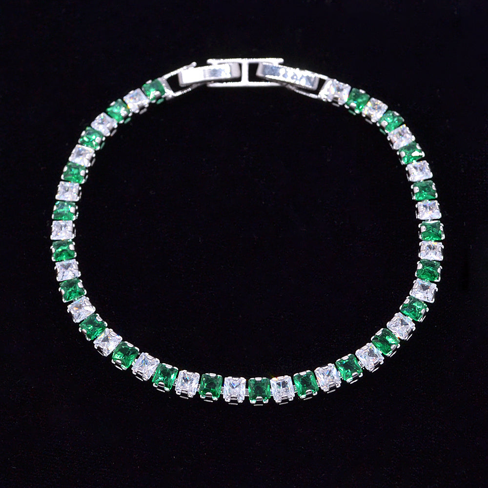 Wholesale Gold Plated Women Red White Zircon CZ Tennis Bracelet Jewelry