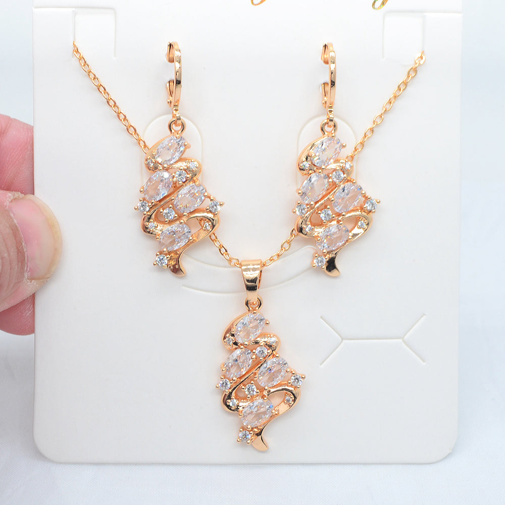 Wholesale Gold Plated Women Multicolor Zircon CZ Jewelry Set for Anniversary